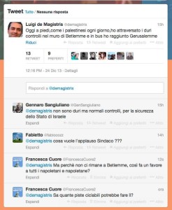 Il tweet inviato da Betlemme