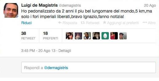 DE MAGISTRIS IN 38 TWEET